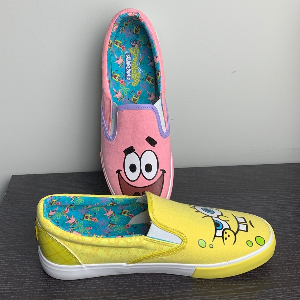 SpongeBob and Patrick Canvas Slip On Sneakers Size 10 - Picture 3 of 8